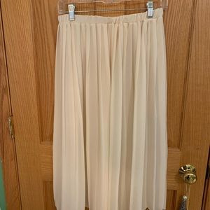 Cream Pleated Midi Skirt